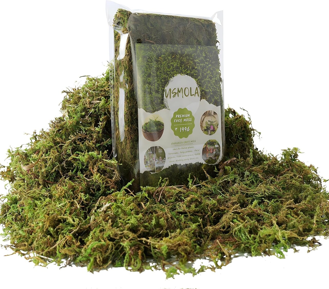 Fake Green Moss for Potted Plants, 4OZ Artificial Moss for DIY Crafts, Faux Moss for Table Centerpieces Fairy Garden Decor